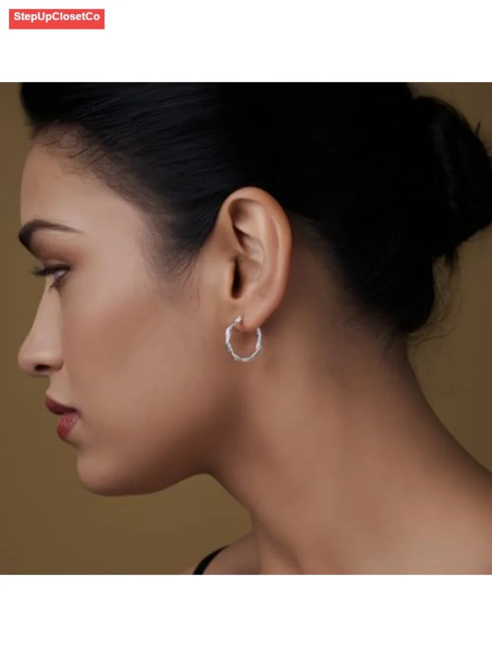 925 Sterling Silver Twisted Hoop Earrings for Women Small Click-Top